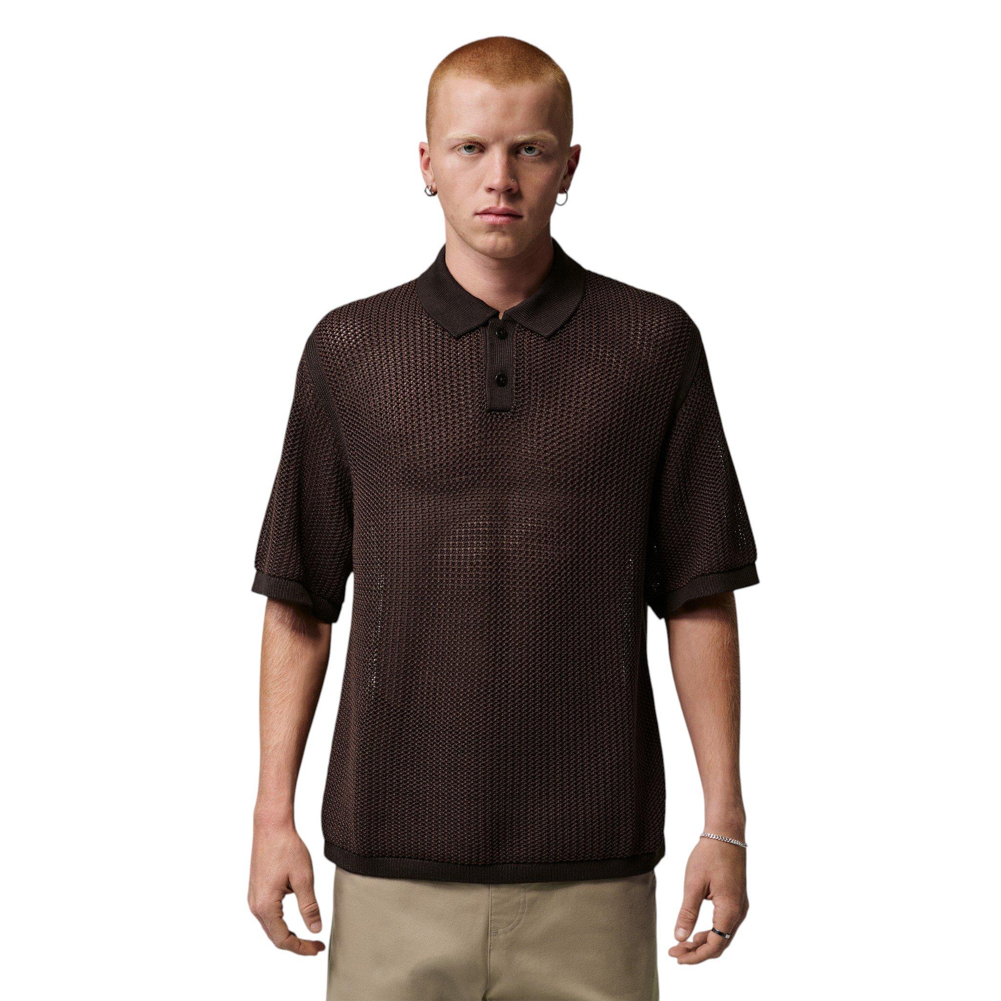 Jordan Men's Flight Short Sleeve Knit Polo - Brown - BROWN
